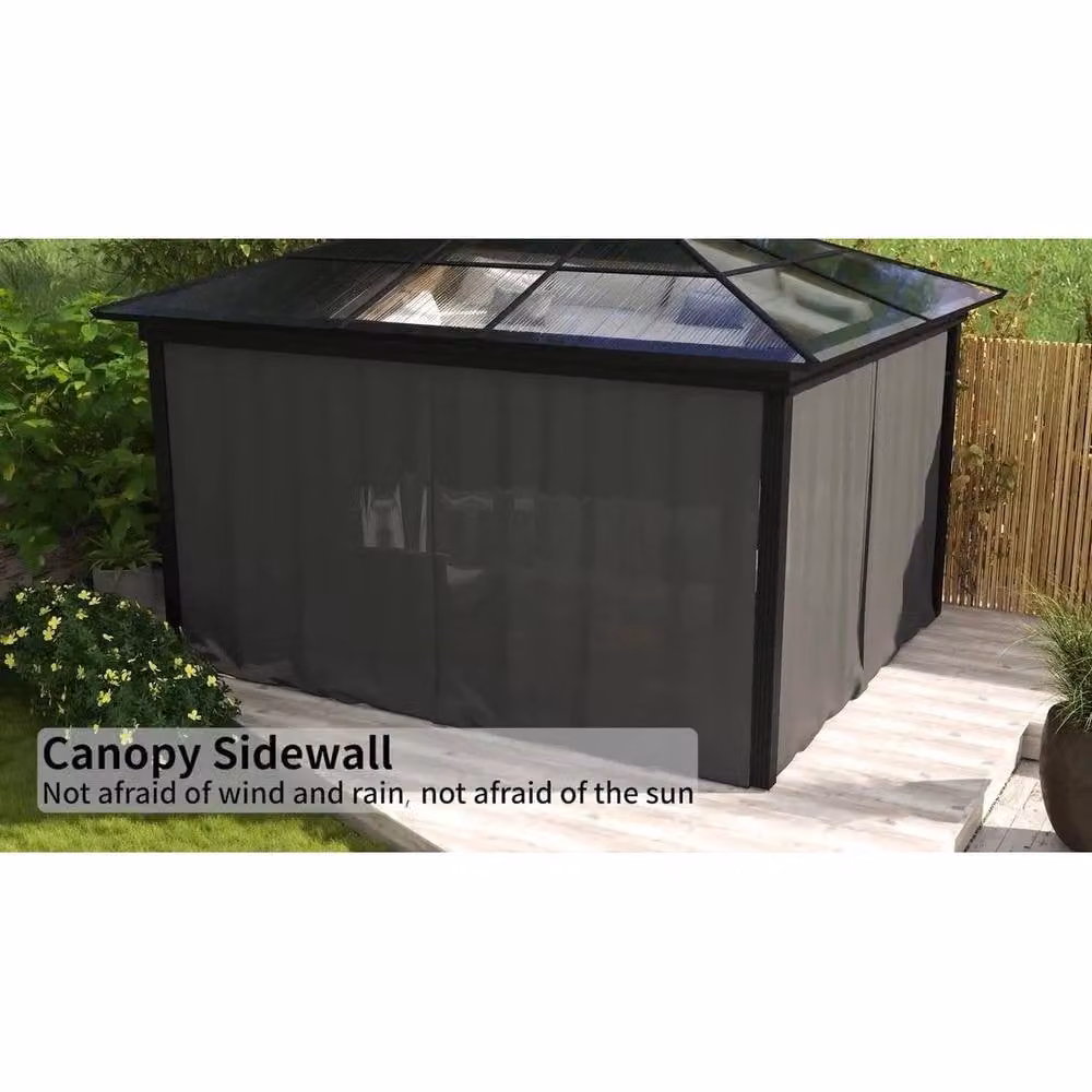 KORVIXA Universal Gazebo Replacement Sidewall Set in Grey Polyester – 3