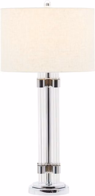 Fifty Five South Modern Silver and Ivory Table Lamp with Glass and Metal Details – 1