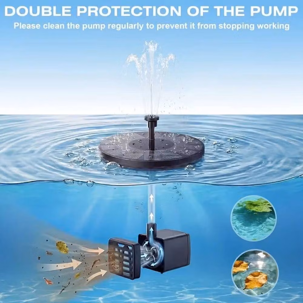 NESTLUNE 1.5W Solar Fountain Pump in Black with 5 Spray Nozzles and 4 Securing Stakes – 4