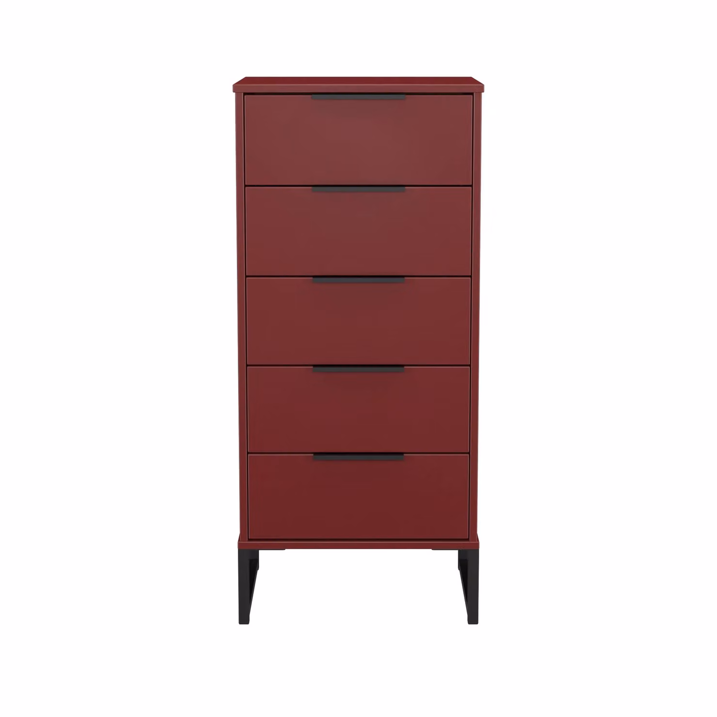 2 U Fuji 5 Drawer Tall Bedside Chest in Dark Red, Ready Assembled – 2