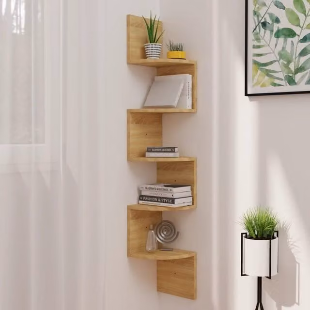 Berkfield Home Wall Mounted Corner Shelf in Sonoma Oak Brown, W/D/H: 19 x 19 x 123 cm – 1