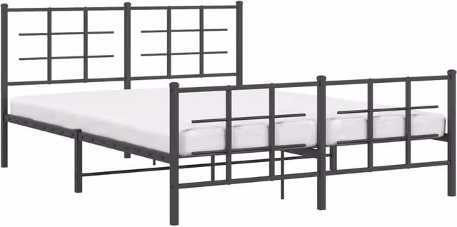 Berkfield Home Metal Bed Frame with Footboard, Black, W/D/H: 150 x 200 x 90 cm