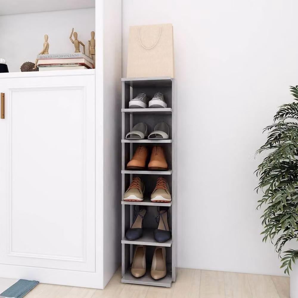 Berkfield Home Shoe Cabinet in Concrete Grey, W/D/H: 27.5 x 27 x 102 cm – 2