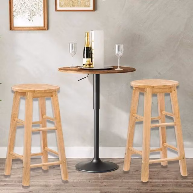 KORVIXA Modern Wooden Bar Stool in Brown