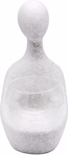 Maison Des Cadeaux Abstract Lover Art Sculpture Ornament with Glass Bowl in White