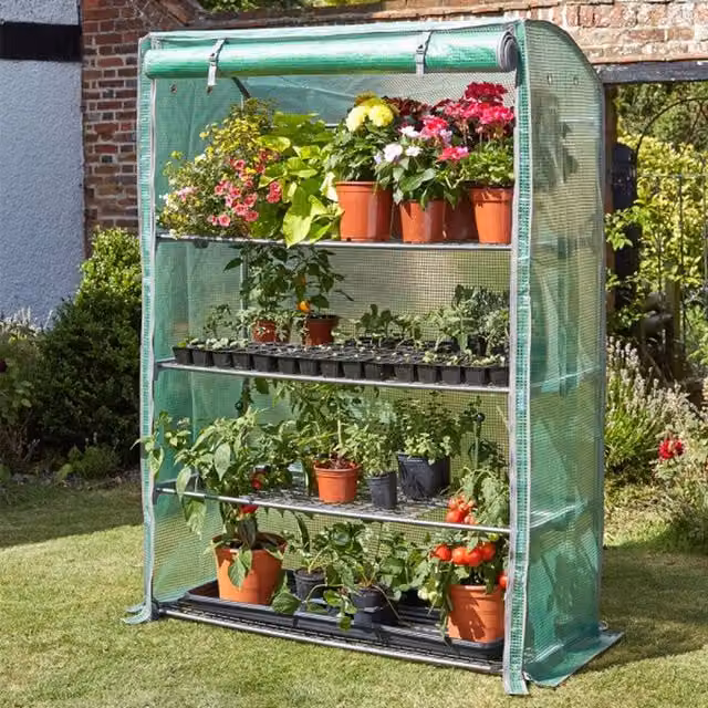 Garden Mile 4 Tier Curved Green Garden Greenhouse for Vegetable Growing