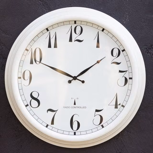 Primrose Outdoor Radio Controlled Wall Clock in White