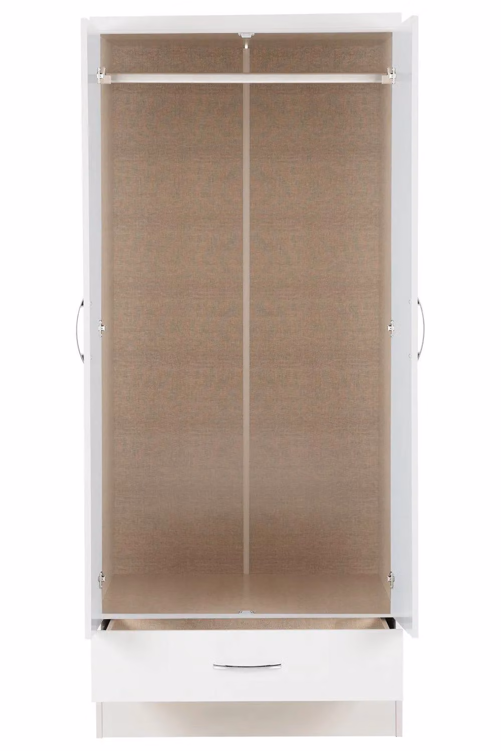 Seconique Nevada White High Gloss 2 Door 1 Drawer Double Wardrobe – 3