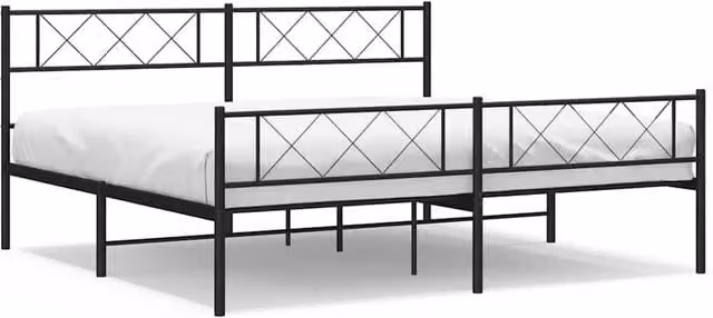 Berkfield Home Metal Bed Frame with Headboard and Footboard in Black 183 x 213 cm