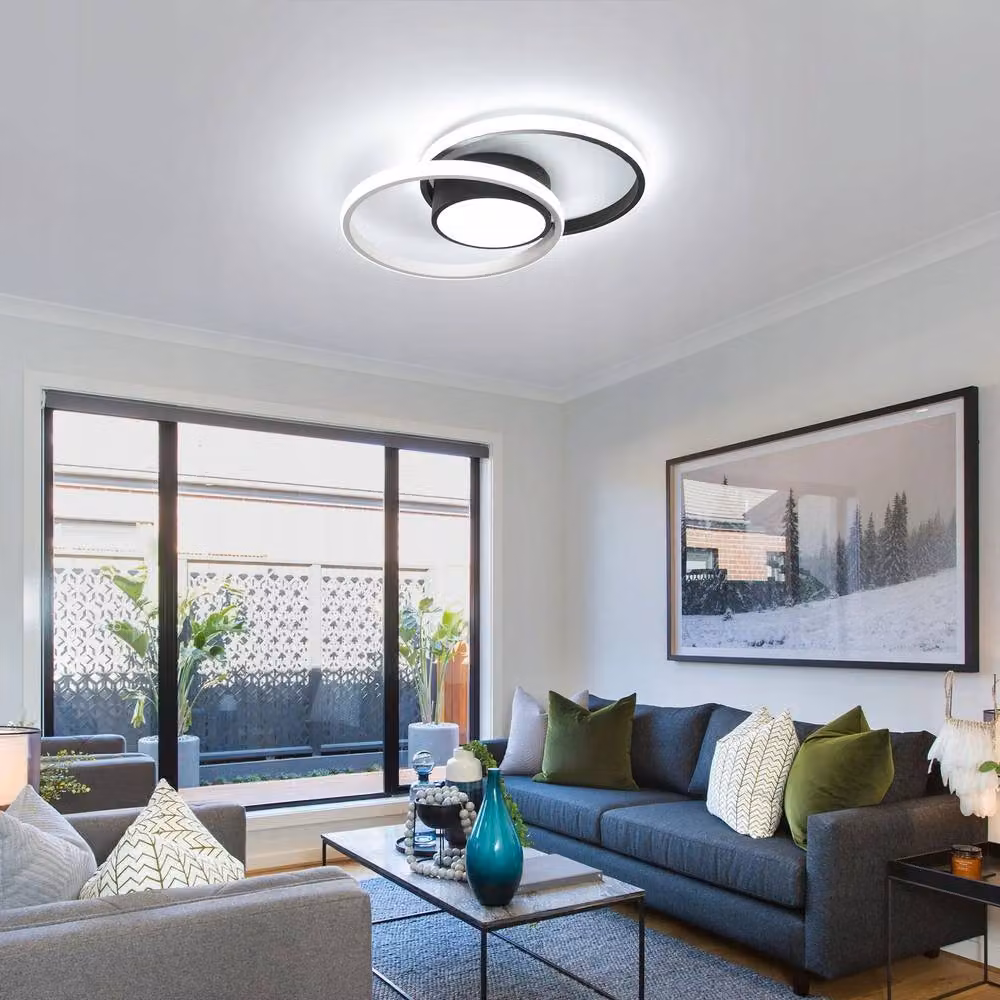 COMELY Dimmable LED Round Ceiling Light with Remote Control, Black and White – 2