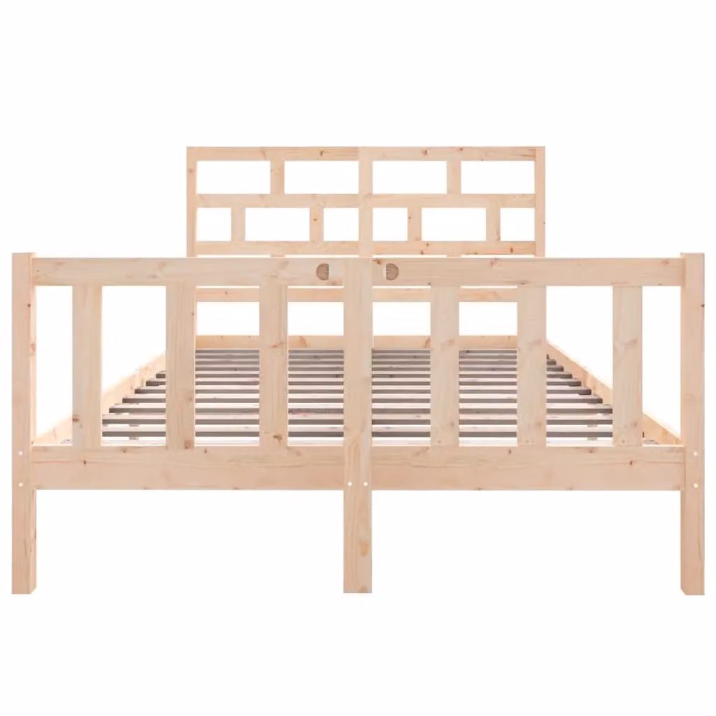 Berkfield Home Solid Wood Pine Double Bed Frame, Brown, W: 135 cm, L: 190 cm