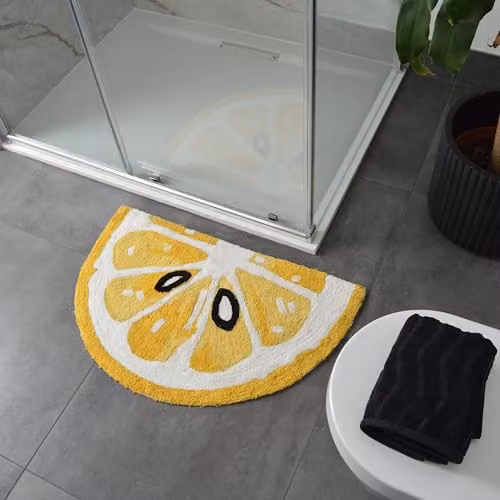 Mooky Mats Lemon Slice Semi Circle Bath Mat, Yellow, W: 80 cm, D: 50 cm – 2