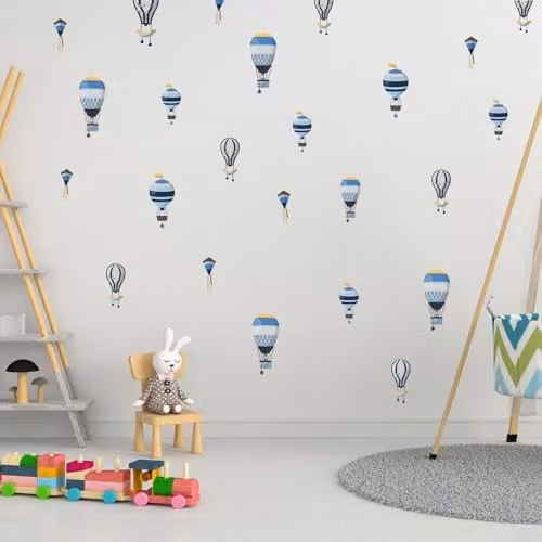 WALPLUS Hot Air Balloon Wall Stickers for Kids Room Decor, Multicolour Removable Adhesive Decals