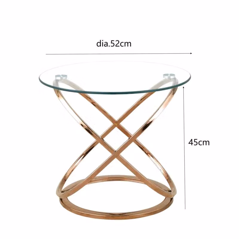 Comfy Living Ltd Round Abstract Tempered Glass Side Table with Gold Chrome Effect Frame – 2