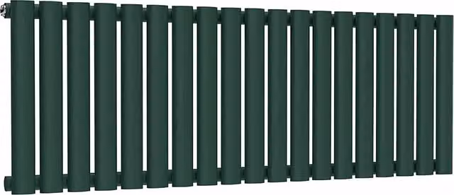 Lux Heat Oval Horizontal Single Steel Radiator in Green, W: 114 cm, H: 40 cm, D: 40 cm