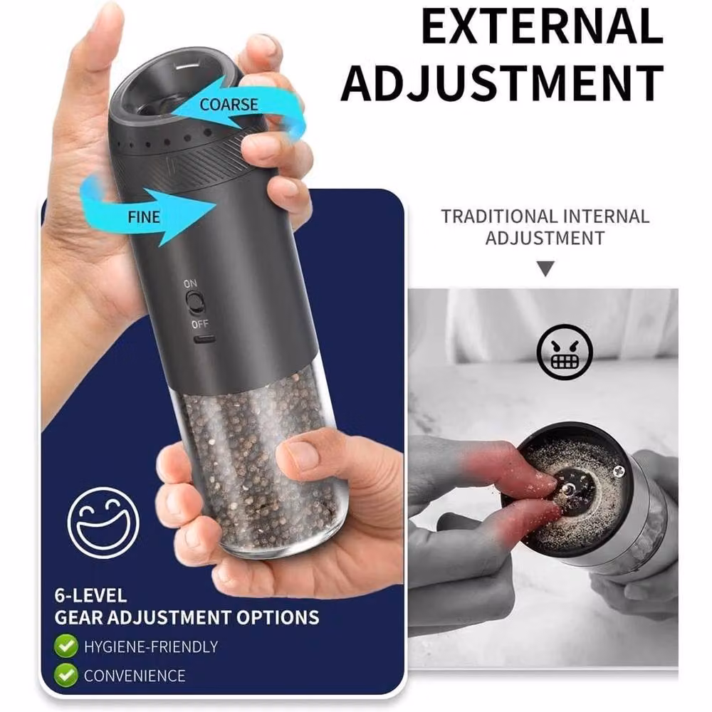 FLAVORA Rechargeable Gravity Electric Salt and Pepper Grinder in Black – 4