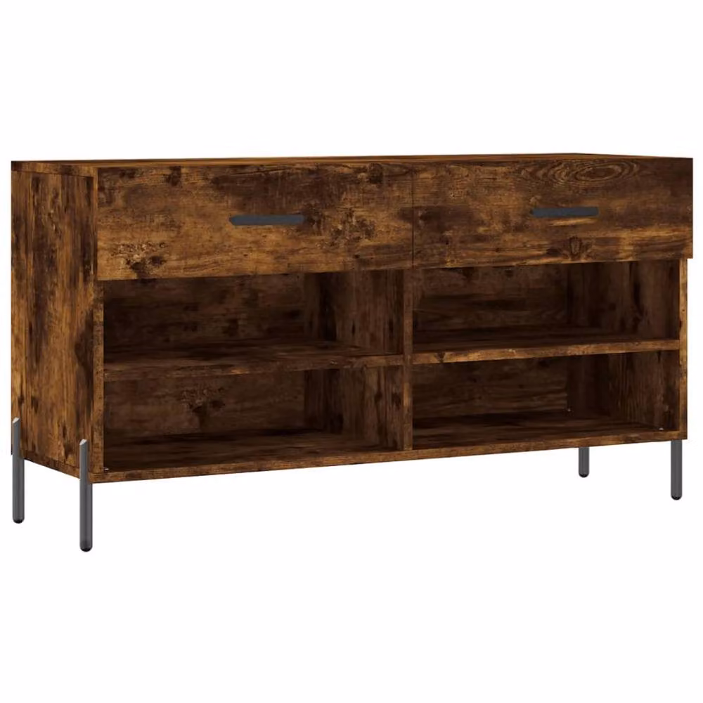 Berkfield Home Smoked Oak Shoe Bench in Brown, W/D/H: 102 x 35 x 55 cm – 3