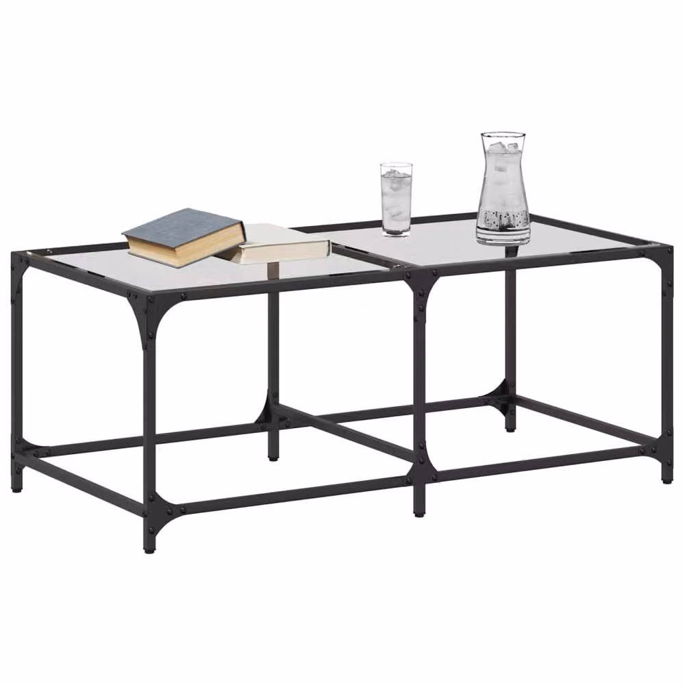 Berkfield Home Modern Rectangular Coffee Table with Transparent Glass Top and Black Steel Frame, W: 98.5 cm, D: 50 cm, H: 40 cm – 3