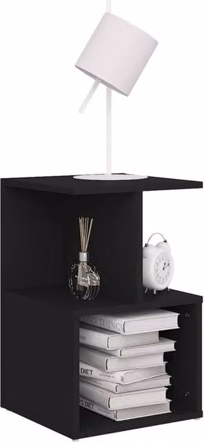 Berkfield Home Elegant Bedside Cabinet in Black, W/D/H: 35 x 35 x 55 cm – 1