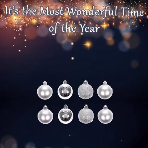 VFM e-Store Silver Christmas Bauble Hanging Tree Ornaments, Pack of 8, 5cm Diameter – 3