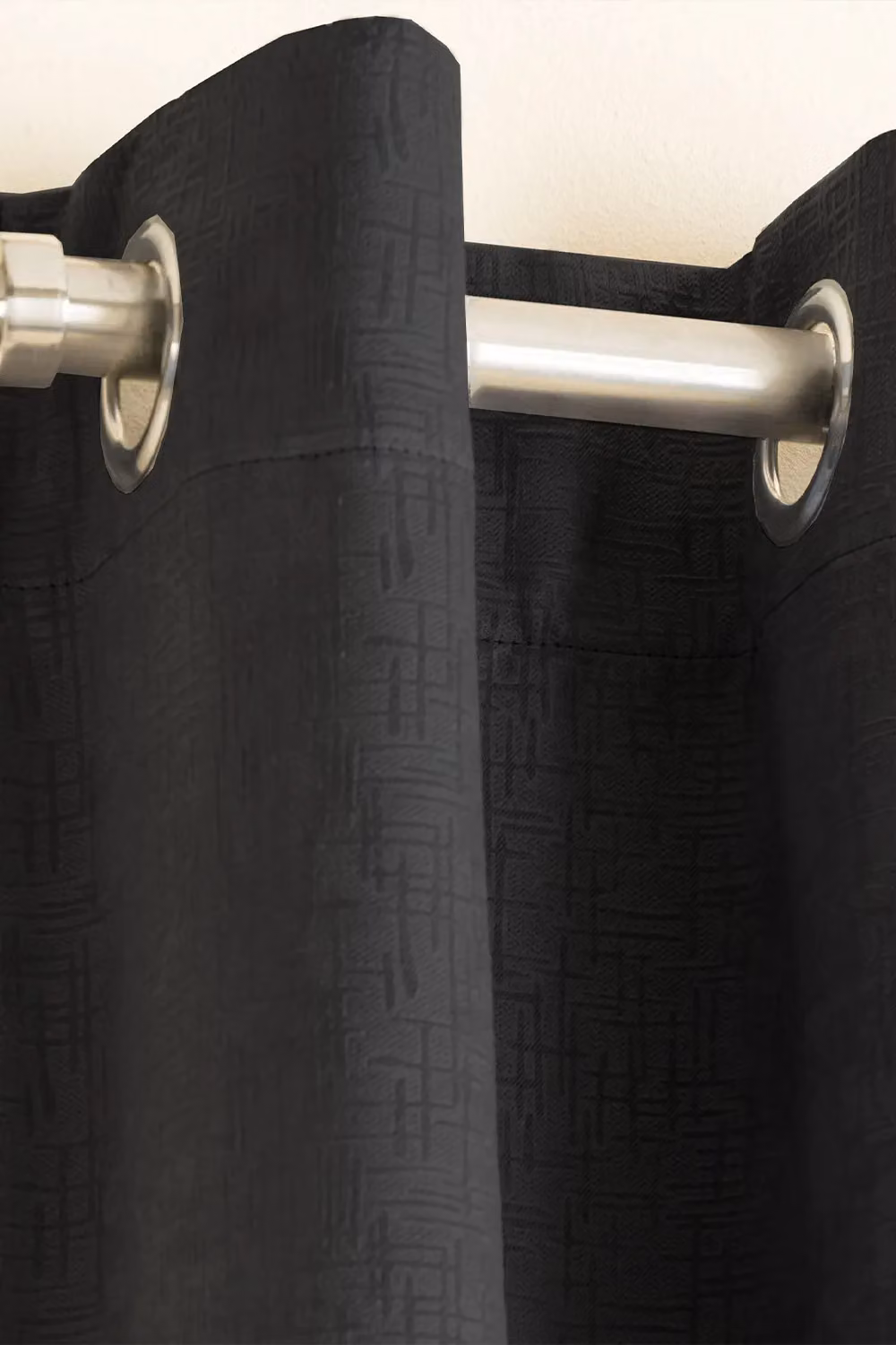 Enhanced Living Black Plain Textured Thermal Eyelet Curtains, W: 168 cm, H: 229 cm – 7