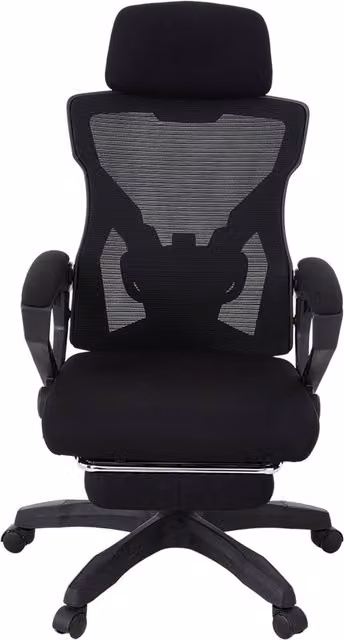 Garden Sanctuary Black Fabric Executive High Back Office Chair with Footrest and Headrest – 1