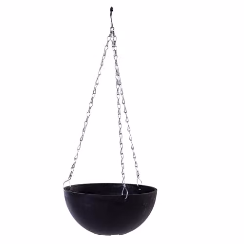 Garden Gear Charcoal Marble Effect Hanging Basket Planter in Grey and Black, Diameter: 25 cm