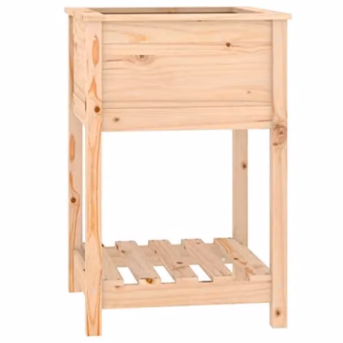 vidaXL Rustic Planter with Shelf in Brown Solid Pine Wood, W/D/H: 54 x 54 x 81 cm – 1