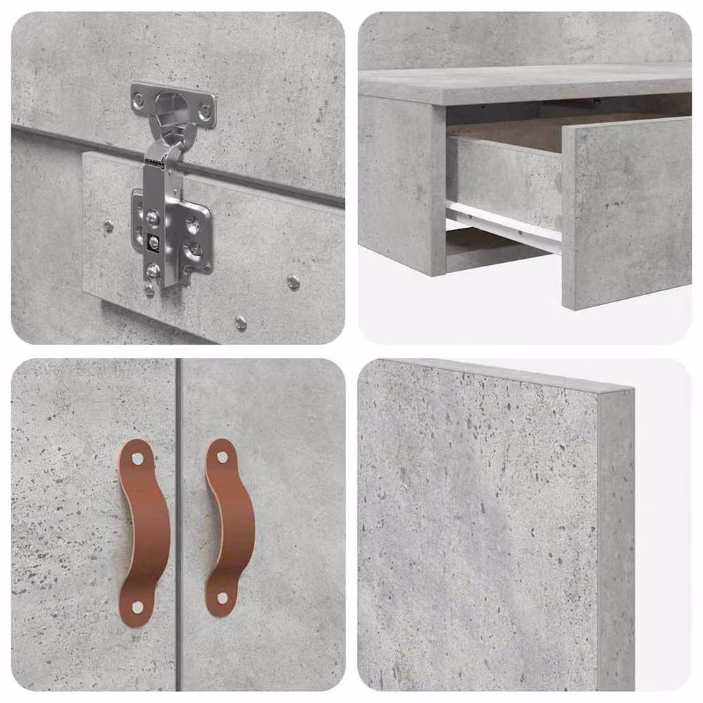 Berkfield Home Storage Bed Frame in Concrete Grey, W/D/H: 90 x 200 x 31.5 cm – 2