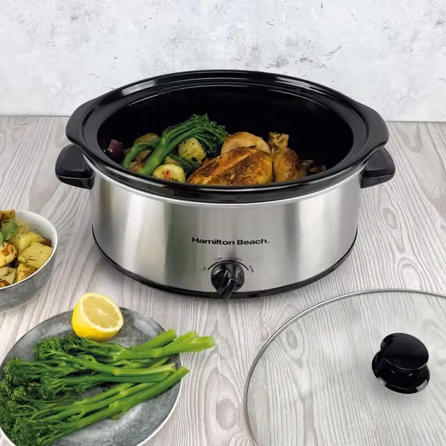 Hamilton Beach 6.5L Silver Slow Cooker with Keep Warm Function