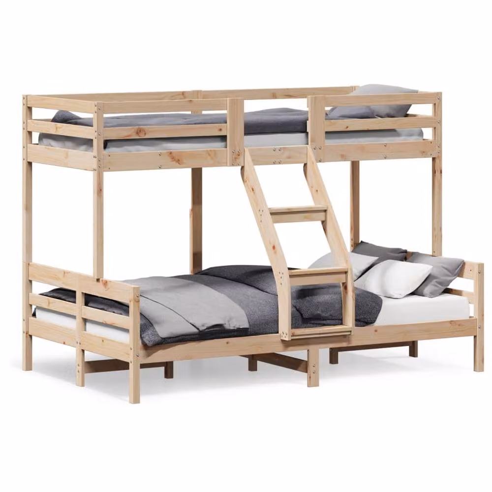 Berkfield Home Solid Wood Bunk Bed in Brown, W/D/H: 80 x 200 cm / 120 x 200 cm – 2