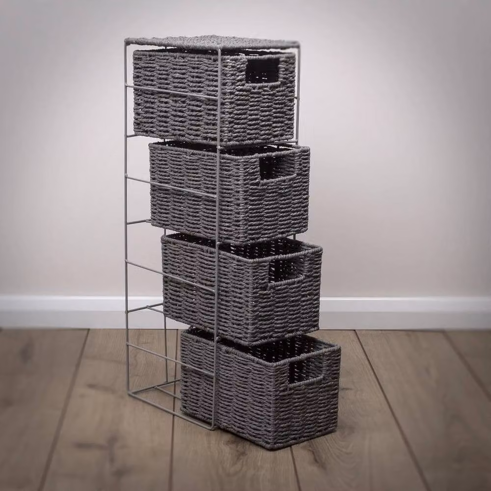 EONLION 4 Drawer Grey Paper Rope Storage Unit for Bathroom – 4