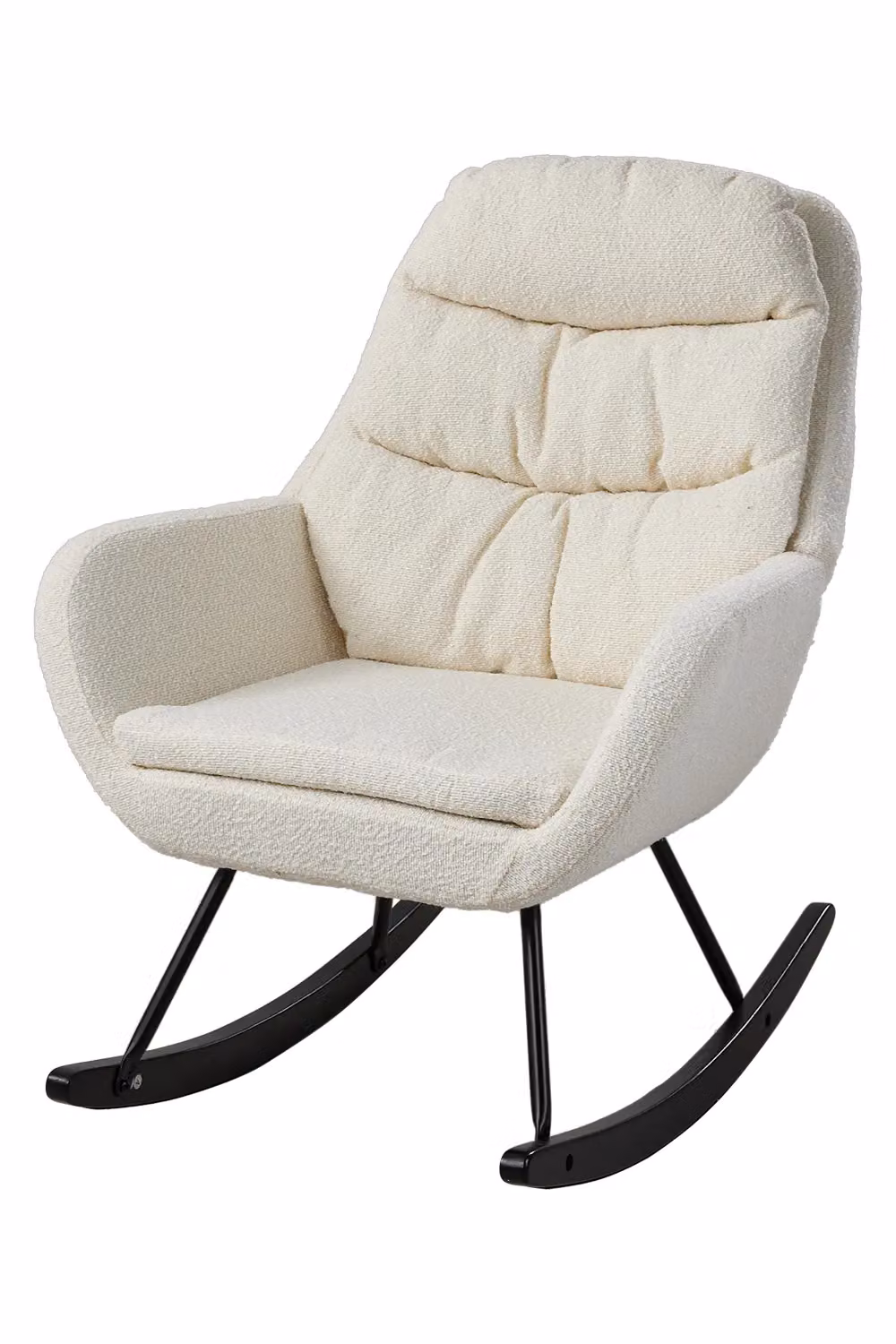 Living and Home Beige Bouclé Teddy Fleece Upholstered Rocking Chair with Armrests – 2