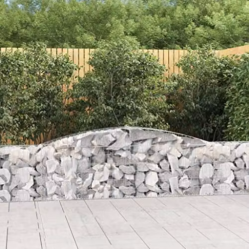 vidaXL Arched Gabion Basket in Silver Galvanised Steel, W/D/H: 400 x 30 x 60/80 cm – 2