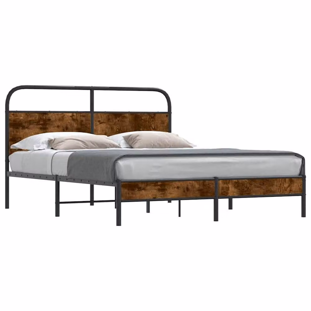 Berkfield Home Elegant Bed Frame in Smoked Oak and Brown with Drawers, W/D/H: 200 x 160 x 100 cm – 3