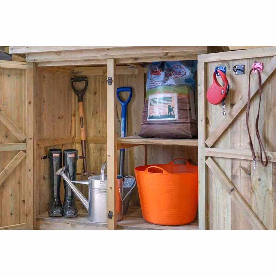 Buttercup Farm Gisburn Garden Store Medium in Brown Timber with Double Doors, W160.6 x D96 x H123 cm – 2