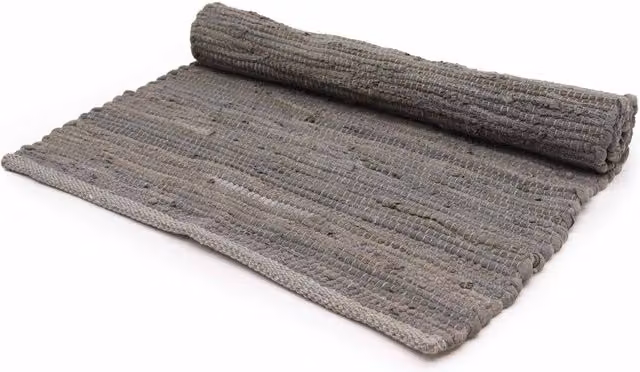 KDMK Grey Handloom Cotton Flat Weave Rectangular Rug