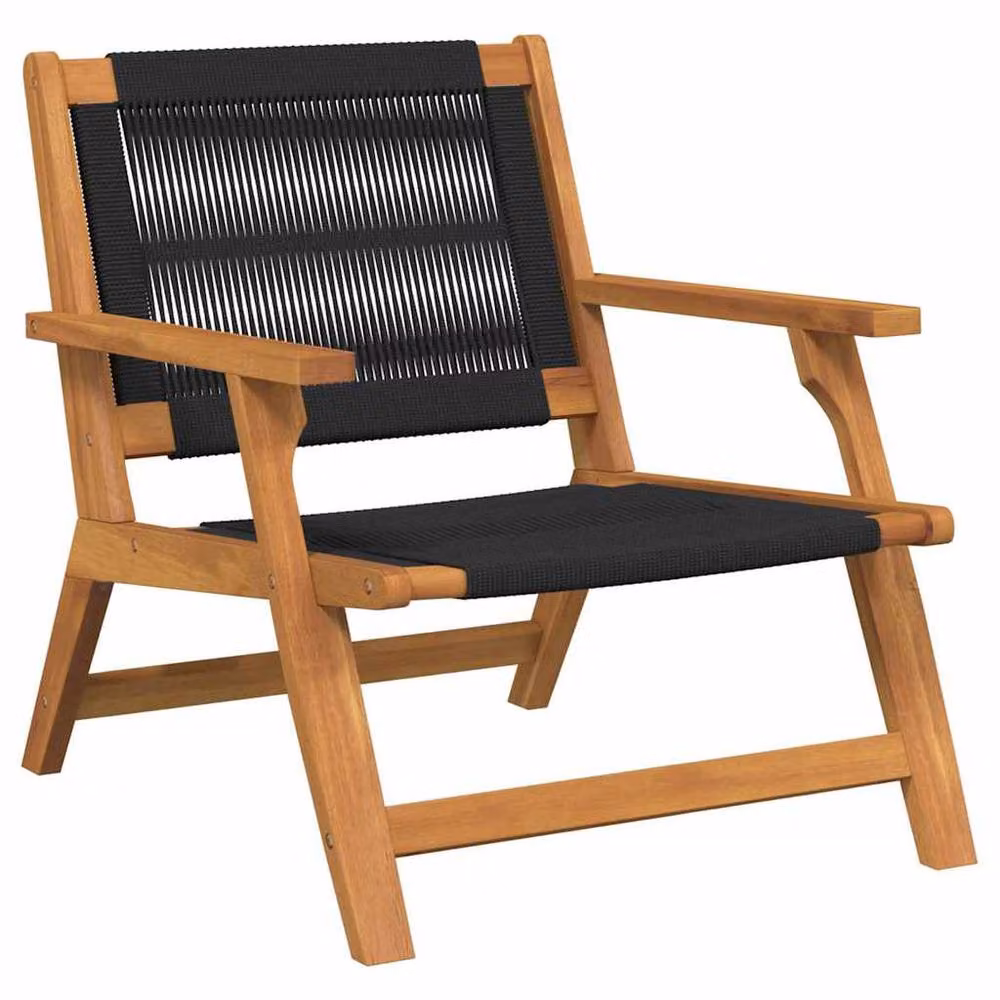 Berkfield Home Set of 2 Modern Acacia Wood Garden Chairs in Black and Brown, W/D/H: 67 x 77 x 73 cm – 3