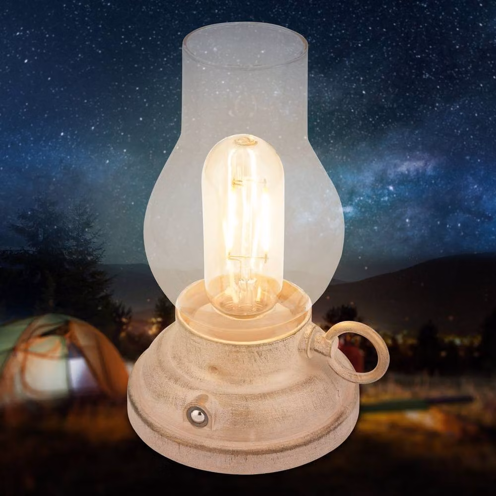 BRILONER Antique Style Rechargeable LED Tabletop Lantern, Beige – 2