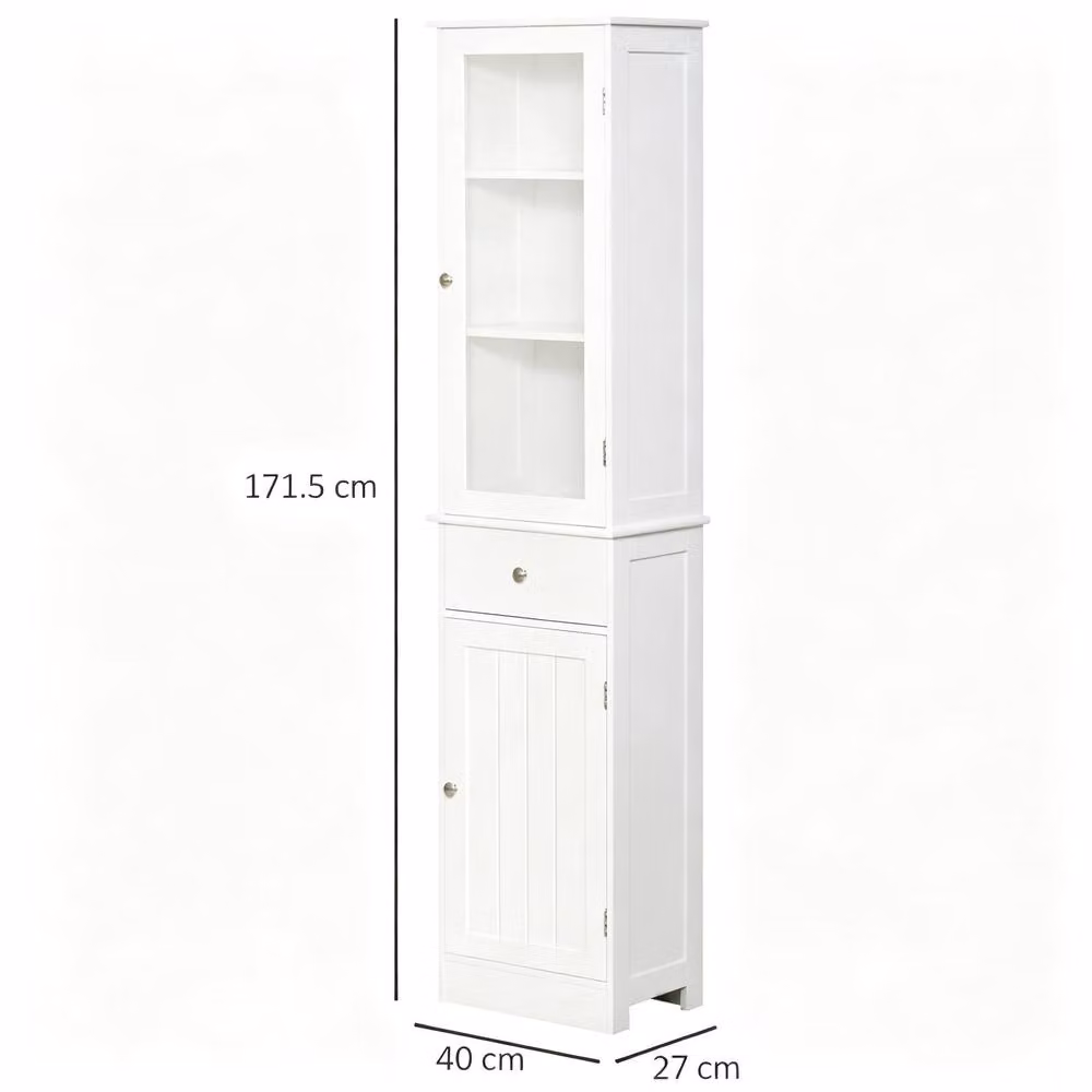 STILVORA Modern White Bathroom Storage Cabinet with Drawers, Hinged Doors and Internal Shelves – 3
