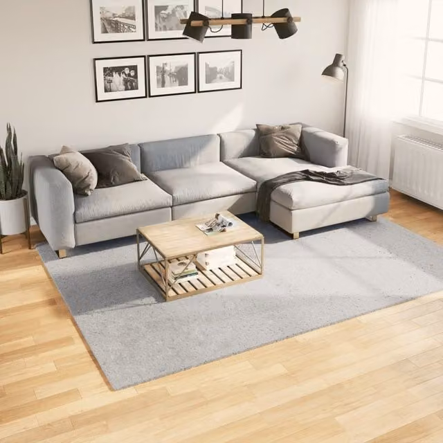 Berkfield Home HUARTE Grey Short Pile Washable Polyester Rug, W/D/H: 200 x 280 cm