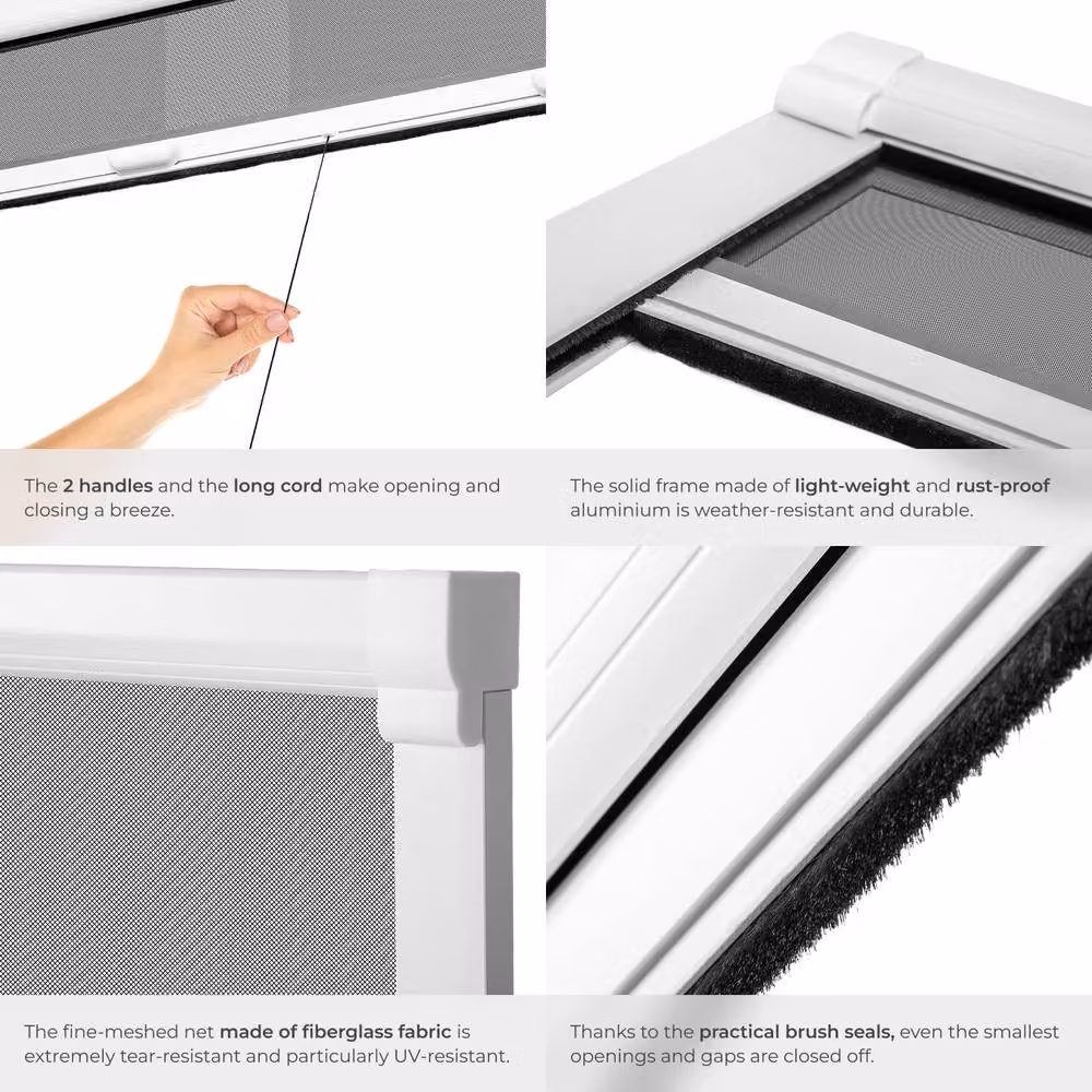 tectake White Roller Fly Screen with Aluminium Frame, W/H: 110 x 160 cm – 4