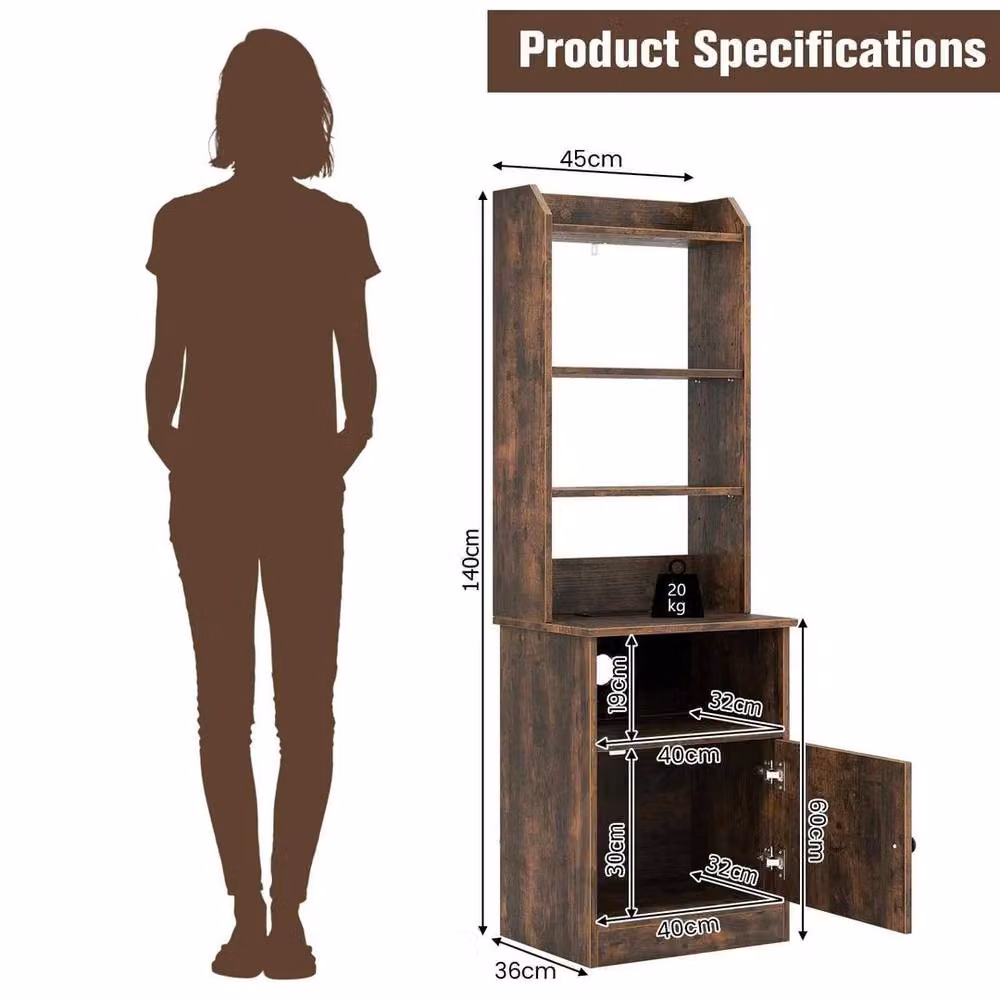 KORVIXA 6-Tier Bedside Table Storage Cabinet in Brown – 2