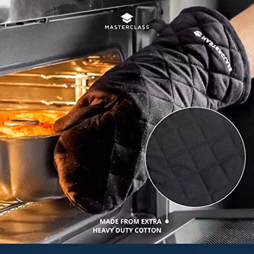 MasterClass Deluxe Professional Black Cotton Single Oven Glove – 4