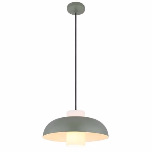 Globo Lighting Netlighting Lowe Dome Glass and Metal Pendant Light in Green, Diameter: 38 cm, Height: 120 cm – 1