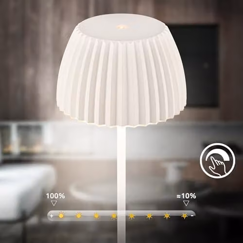 Briloner LED Table Lamp, Dimmable Touch Control, Warm White, White, H 36 cm x W 14.3 cm – 5