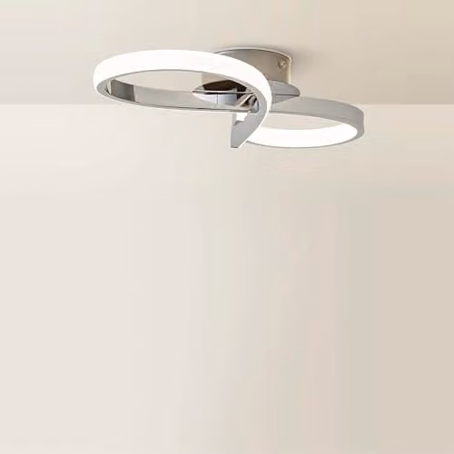 ValueLights Chrome Swirl Integrated LED Ceiling Light Fitting, IP44 Rated – 1