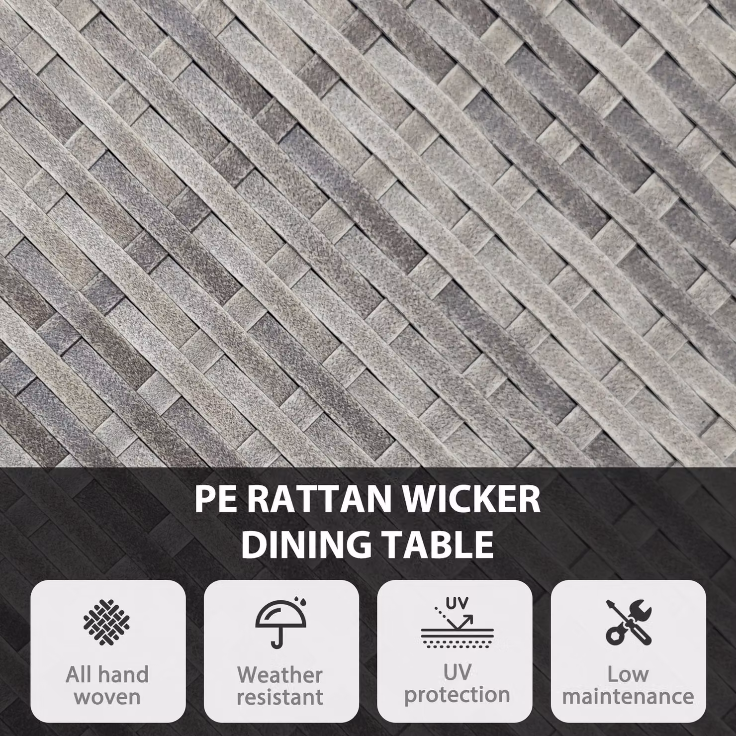 Outsunny Round Rattan Garden Table in Brown with Wood-Effect Finish – 3