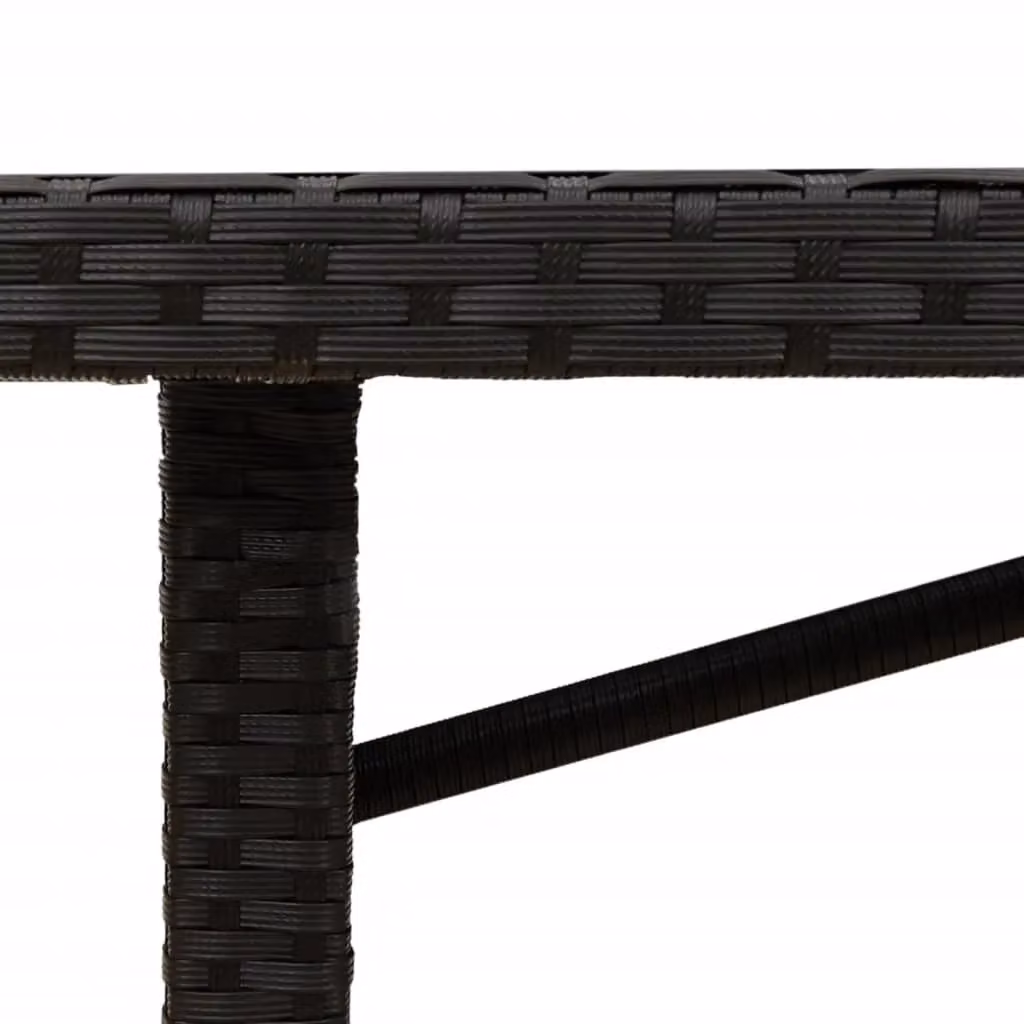 Berkfield Home Garden Table with Black Poly Rattan and Acacia Wood Top, W: 190 cm, D: 80 cm, H: 75 cm – 5