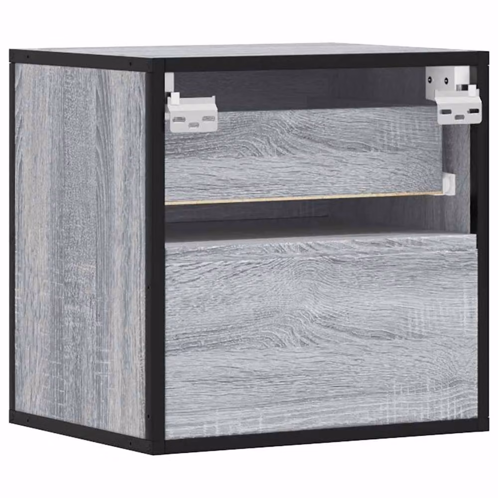 Berkfield Home Set of 2 Wall-mounted Bedside Cabinets, Grey Sonoma, W: 40 cm, D: 31 cm, H: 39.5 cm – 5